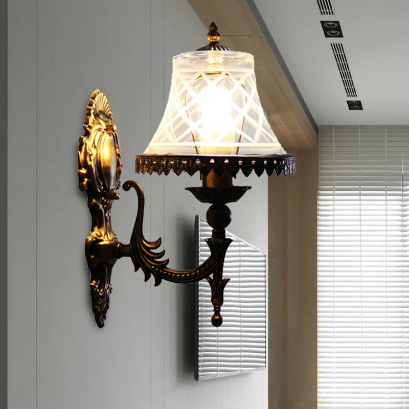Lisslune | Traditional Bell Wall Lighting Clear Glass 1 Light Sconces Light for Dining Room