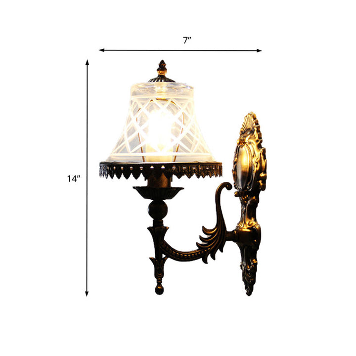 Lisslune | Traditional Bell Wall Lighting Clear Glass 1 Light Sconces Light for Dining Room