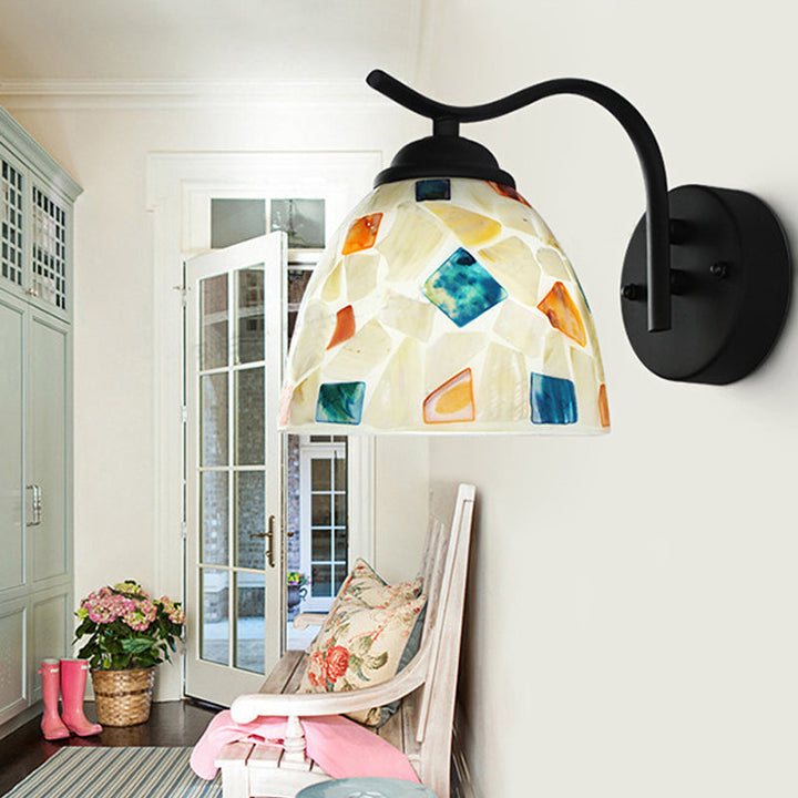 Lisslune | White Shell Wall Light Tiffany 1 Head Multicolor Glass Wall Lamp