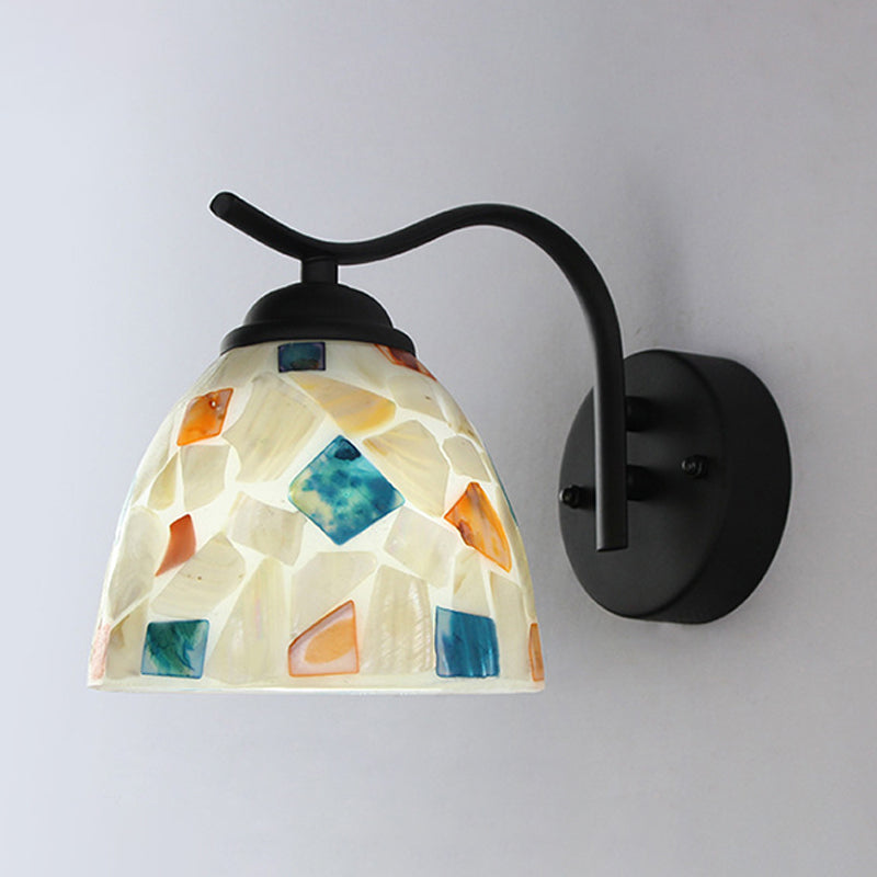 Lisslune | White Shell Wall Light Tiffany 1 Head Multicolor Glass Wall Lamp
