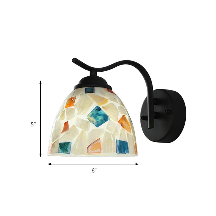 Lisslune | White Shell Wall Light Tiffany 1 Head Multicolor Glass Wall Lamp