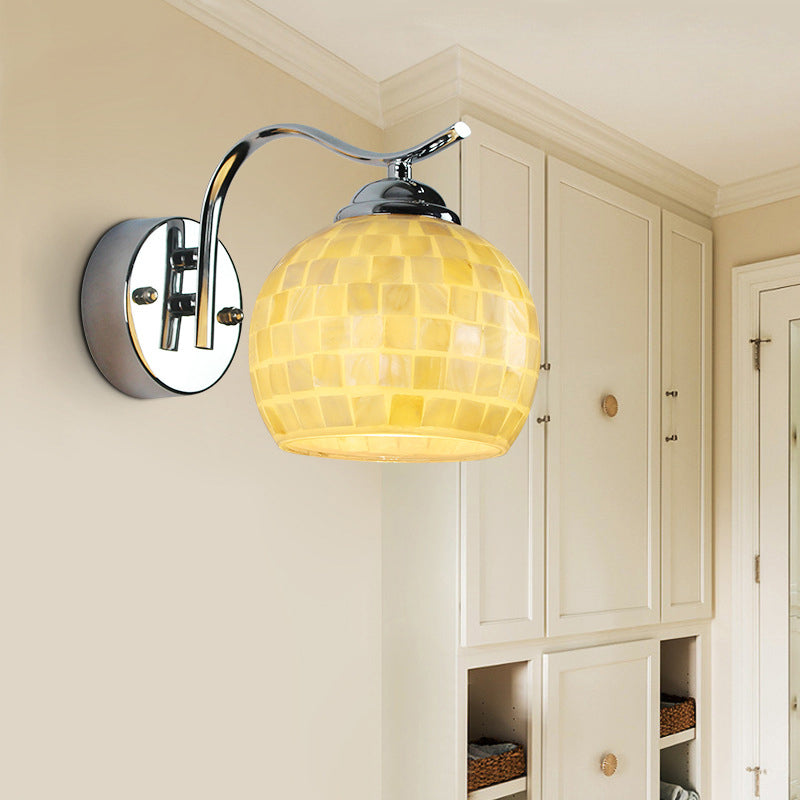 Lisslune | 1 Head Hall Wall Lamp Tiffany Beige/Beige-Red Wall Light with Globe Bowl Shade