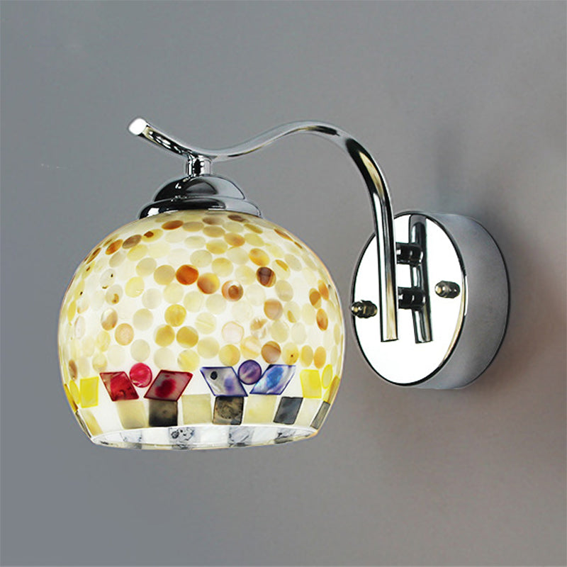 Lisslune | 1 Head Hall Wall Lamp Tiffany Beige/Beige-Red Wall Light with Globe Bowl Shade