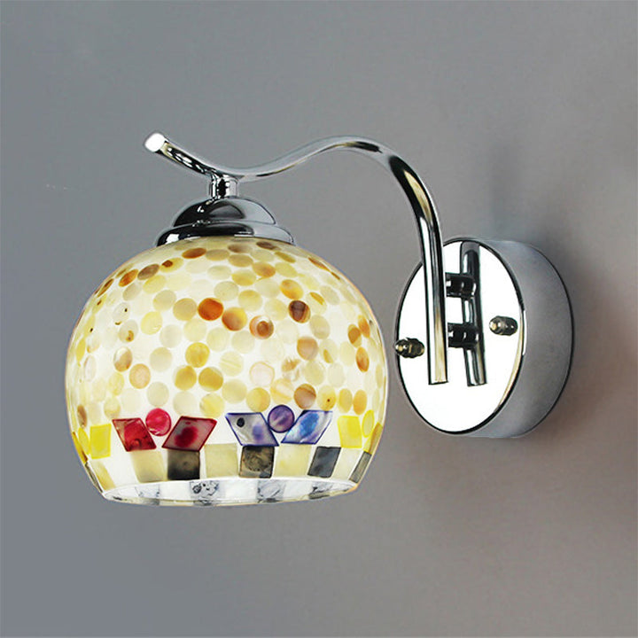 Lisslune | 1 Head Hall Wall Lamp Tiffany Beige/Beige-Red Wall Light with Globe Bowl Shade