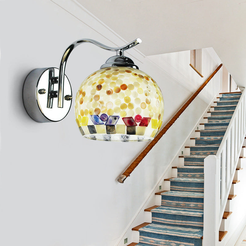 Lisslune | 1 Head Hall Wall Lamp Tiffany Beige/Beige-Red Wall Light with Globe Bowl Shade