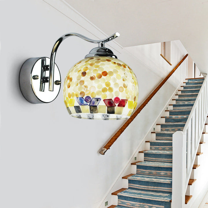 Lisslune | 1 Head Hall Wall Lamp Tiffany Beige/Beige-Red Wall Light with Globe Bowl Shade