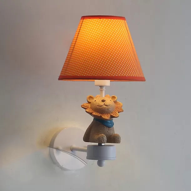 Skørter | Cute Animal Wall Lamp with Tapse Shade Wood 1 Head Wall Lamp for Hall Entrance