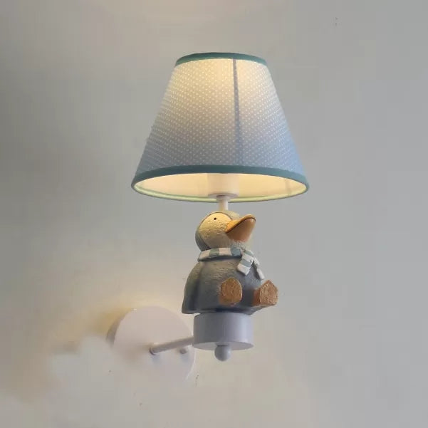 Skørter | Cute Animal Wall Lamp with Tapse Shade Wood 1 Head Wall Lamp for Hall Entrance