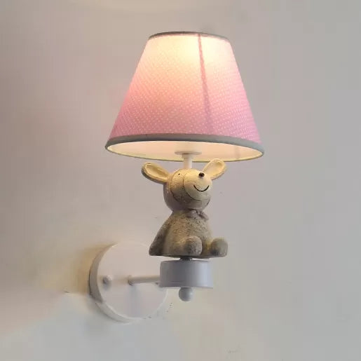 Skørter | Cute Animal Wall Lamp with Tapse Shade Wood 1 Head Wall Lamp for Hall Entrance