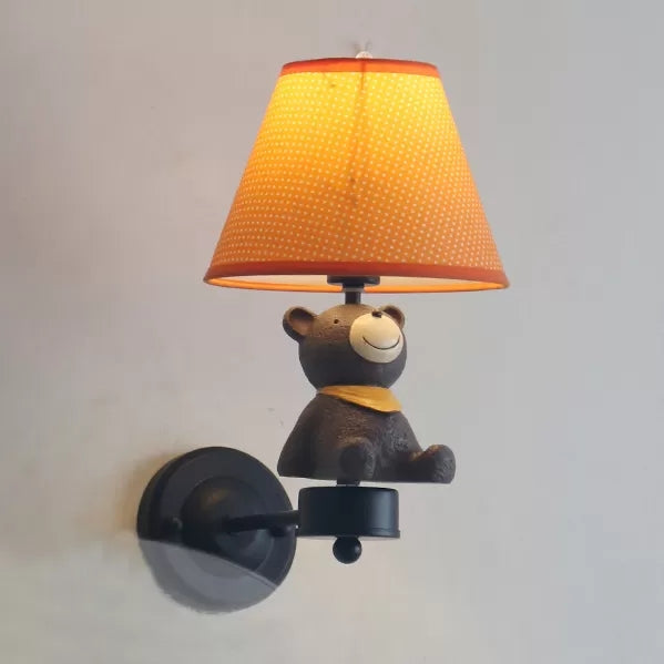 Skørter | Cute Animal Wall Lamp with Tapse Shade Wood 1 Head Wall Lamp for Hall Entrance