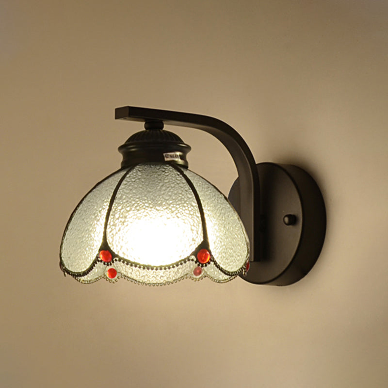 Skørter | Red Pearl Decor Flower Shade Wall Lamp Tiffany Style Clear Bubble Glass 1-Head Ceiling Light