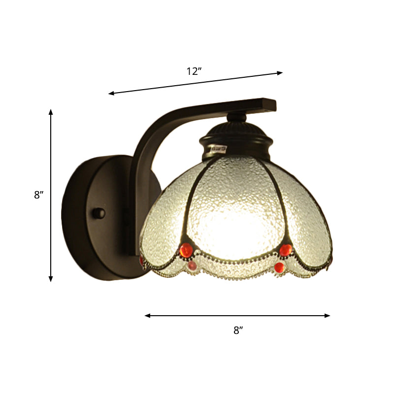 Skørter | Red Pearl Decor Flower Shade Wall Lamp Tiffany Style Clear Bubble Glass 1-Head Ceiling Light
