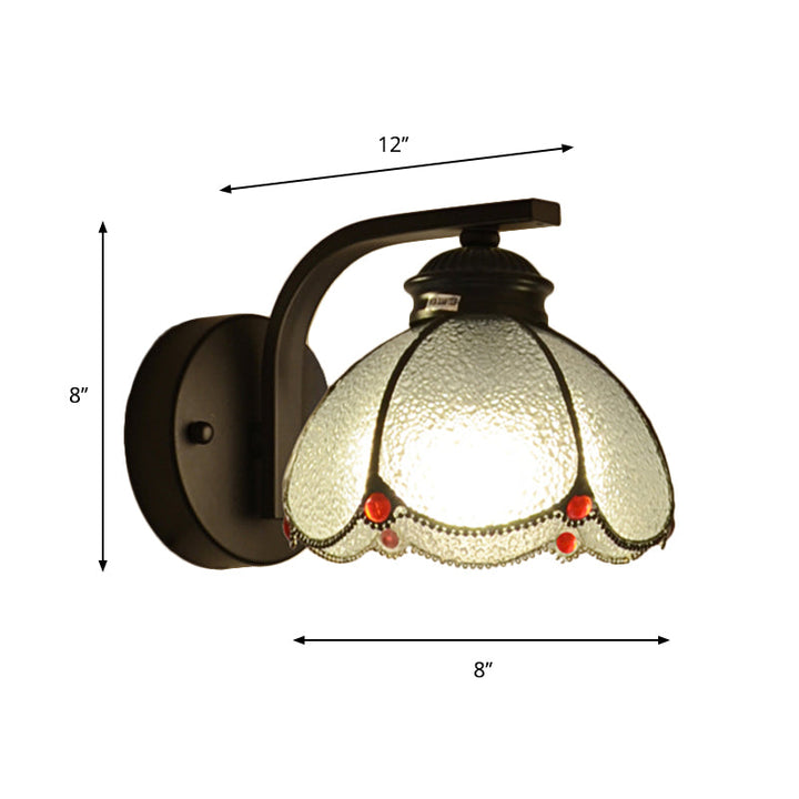Skørter | Red Pearl Decor Flower Shade Wall Lamp Tiffany Style Clear Bubble Glass 1-Head Ceiling Light