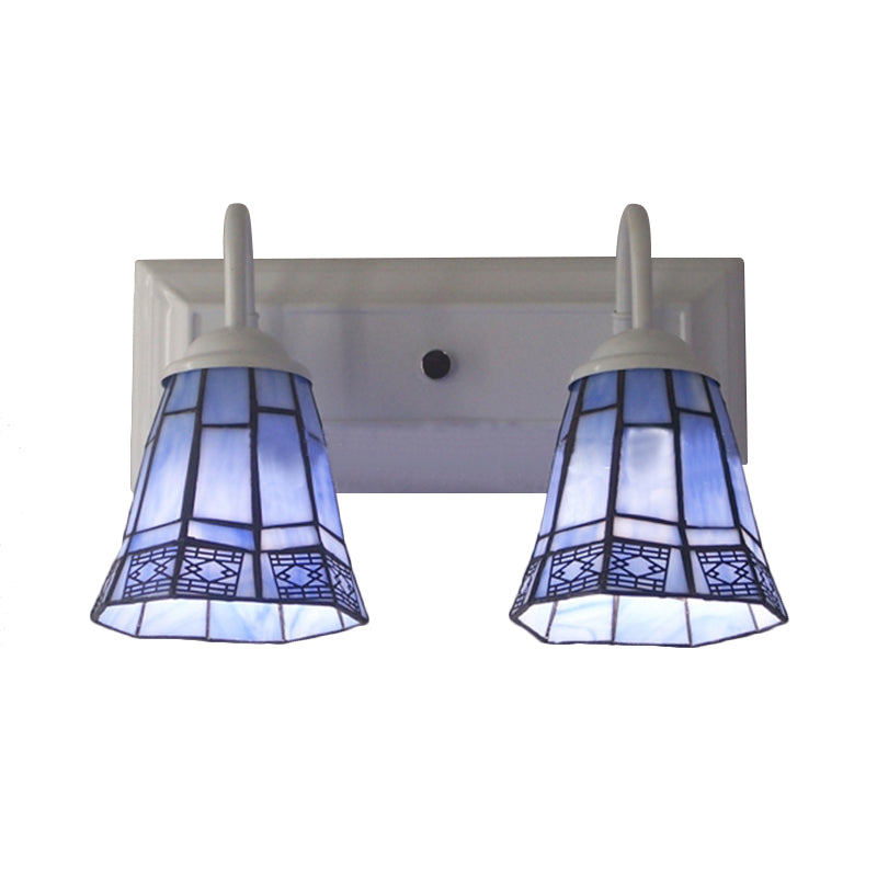 Lisslune | Bell Wall Lighting Mission Style Toughened Glass 2 Heads Wall Lamp in Blue for Dining Room