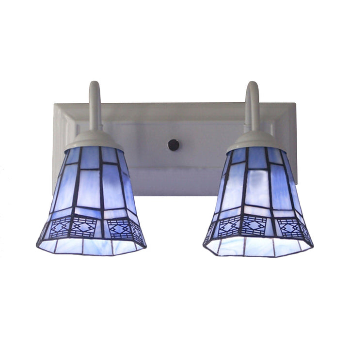 Lisslune | Bell Wall Lighting Mission Style Toughened Glass 2 Heads Wall Lamp in Blue for Dining Room
