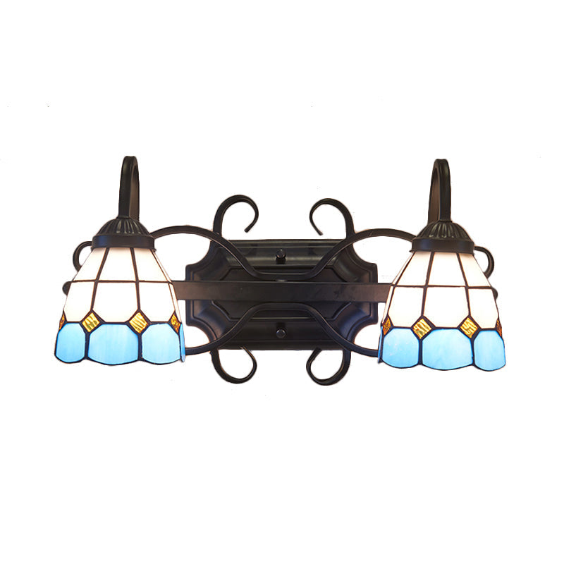 Lisslune | Mediterranean Kopelevanity Lighting Stained Glass 2 Heads Wall Lamp Light for Bathroom