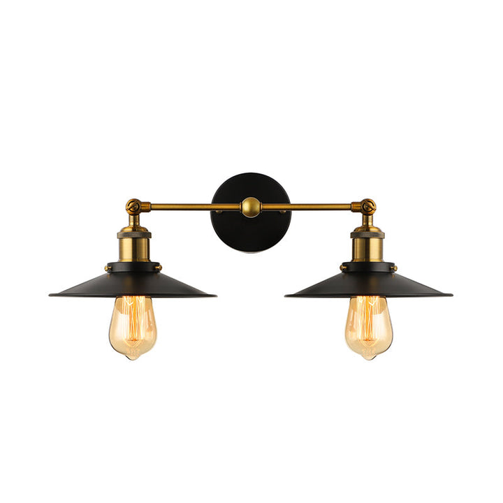 Lisslune | 2 heads wall light industrial stylish tapered shade metal wall sconces lighting in black/white for living room