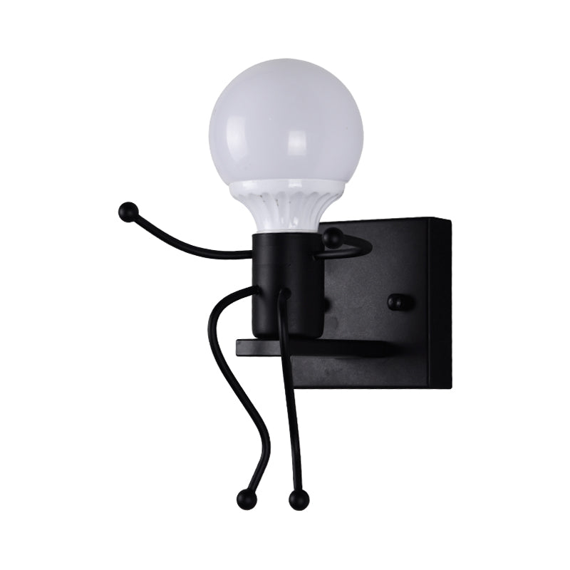 Skørter | Metal Small Robot Wall Lamp Bare Bulb One Light Modern Style Wall Lamp for Hallway Bathroom