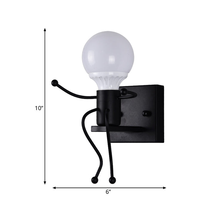 Skørter | Metal Small Robot Wall Lamp Bare Bulb One Light Modern Style Wall Lamp for Hallway Bathroom