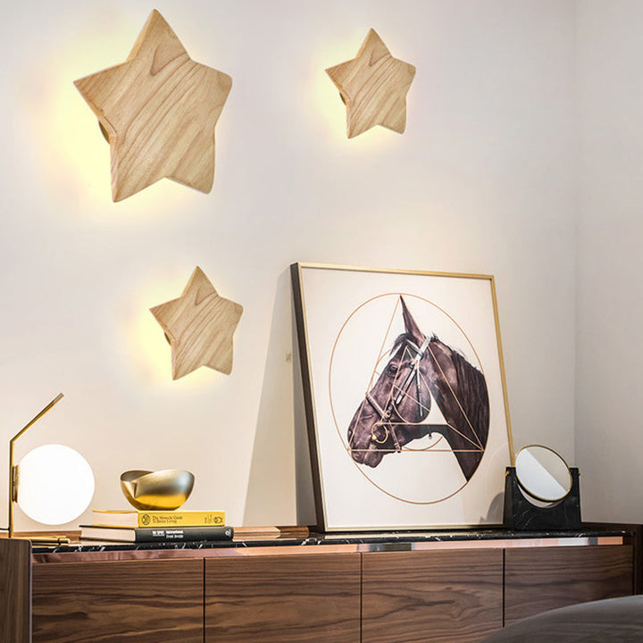 Skørter | Holzstern Wall Lamp Modern Nordic Wall Light in Beige for Children's Room Hallway