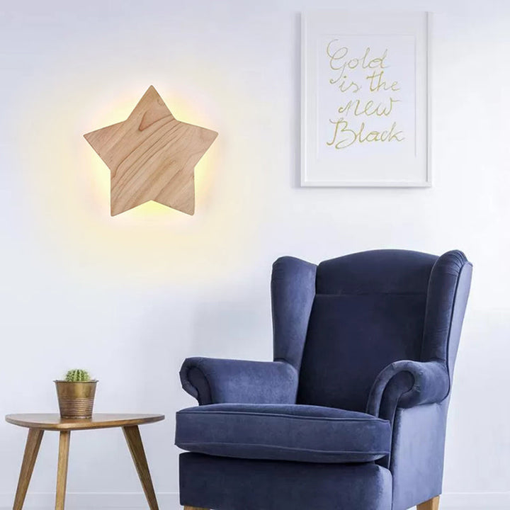 Skørter | Holzstern Wall Lamp Modern Nordic Wall Light in Beige for Children's Room Hallway