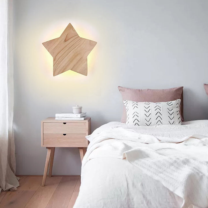 Skørter | Holzstern Wall Lamp Modern Nordic Wall Light in Beige for Children's Room Hallway