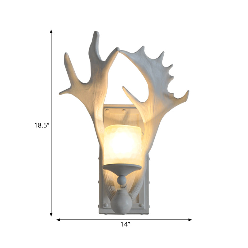 Skørter | Resin Antler Wall Light A Head Rustic Stylish Wall Light in White for Children's Room