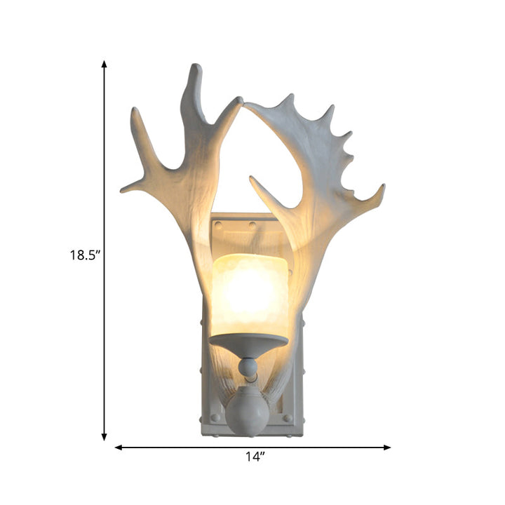 Skørter | Resin Antler Wall Light A Head Rustic Stylish Wall Light in White for Children's Room