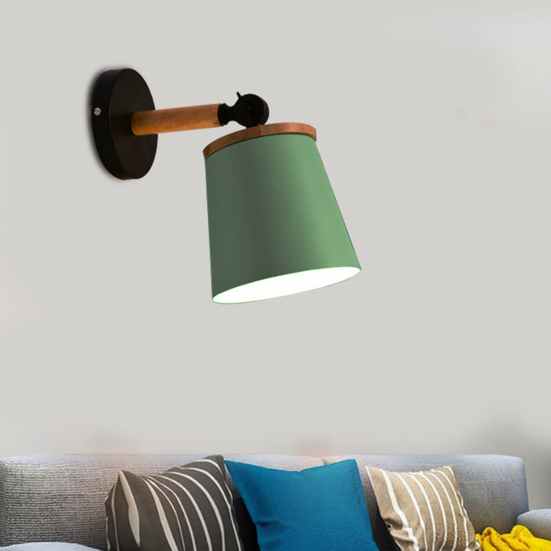 Skørter | Single Light Trapeze Wall Lamp Rotatable Macaron Loft Metal Wall Lamp for Nightstand