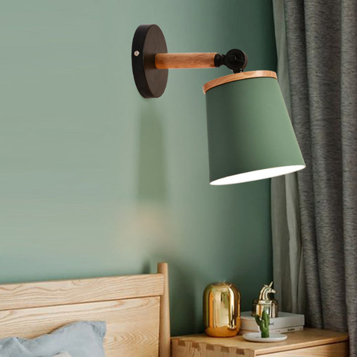 Skørter | Single Light Trapeze Wall Lamp Rotatable Macaron Loft Metal Wall Lamp for Nightstand