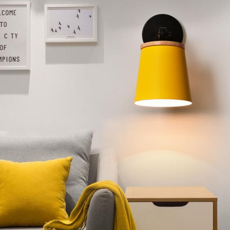Skørter | Single Light Trapeze Wall Lamp Rotatable Macaron Loft Metal Wall Lamp for Nightstand