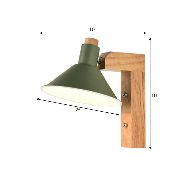Skørter | Funnel Study Room Wall Lamp Wood Metal 1 Light Nordic Stylish Shadow Wall Lamp