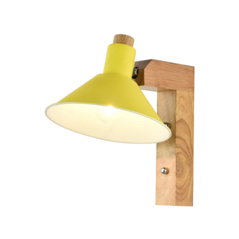 Skørter | Funnel Study Room Wall Lamp Wood Metal 1 Light Nordic Stylish Shadow Wall Lamp