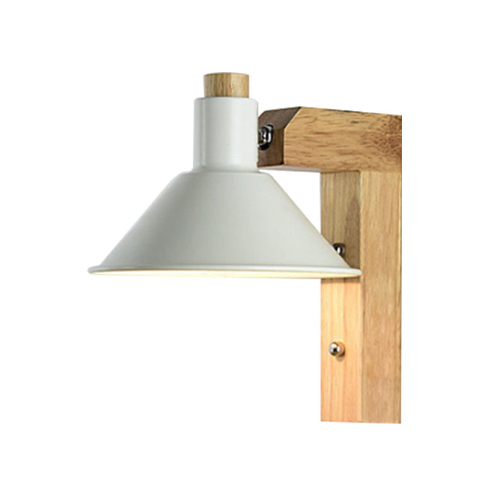 Skørter | Funnel Study Room Wall Lamp Wood Metal 1 Light Nordic Stylish Shadow Wall Lamp
