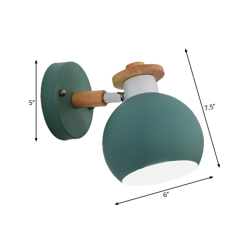 Skørter | Metal Globe Wall Lamp Rotatable 1 Light Nordic Style Wall Lamp for Children's Room Hallway