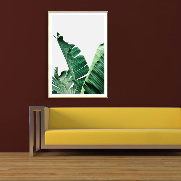 Lisslune | Green Banana Leaf Canvas Art Textured Tropical Bedroom Wall Decor, Different Size
