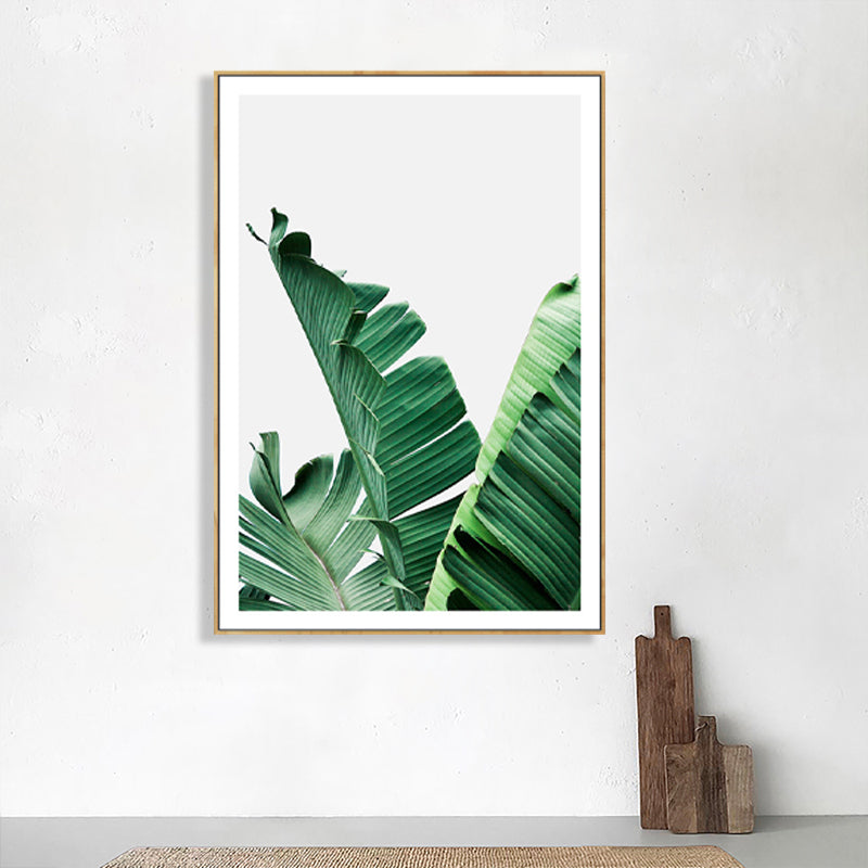 Lisslune | Green Banana Leaf Canvas Art Textured Tropical Bedroom Wall Decor, Different Size
