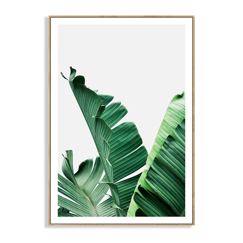 Lisslune | Green Banana Leaf Canvas Art Textured Tropical Bedroom Wall Decor, Different Size