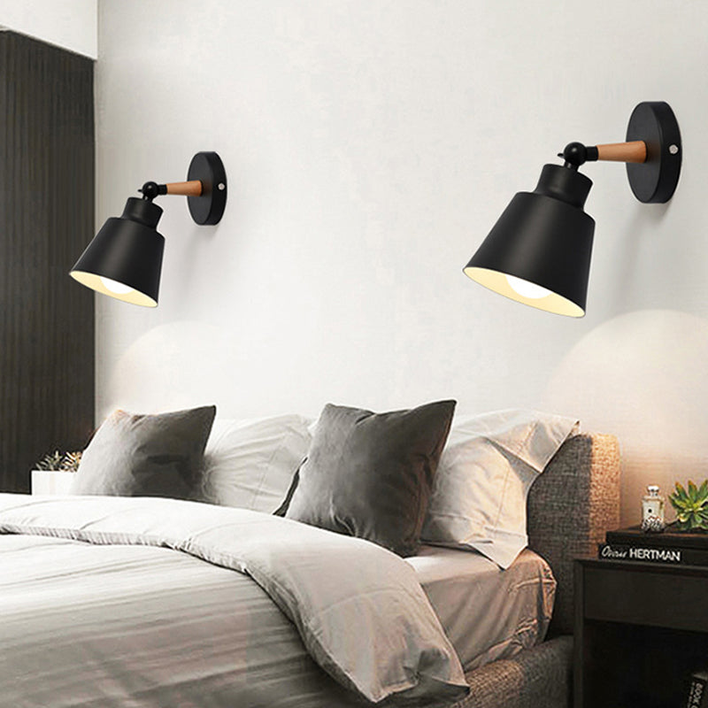 Skørter | Rotatable Dining Room Bucket Wall Lamp Metal One Light Modern Style Wall Sconce