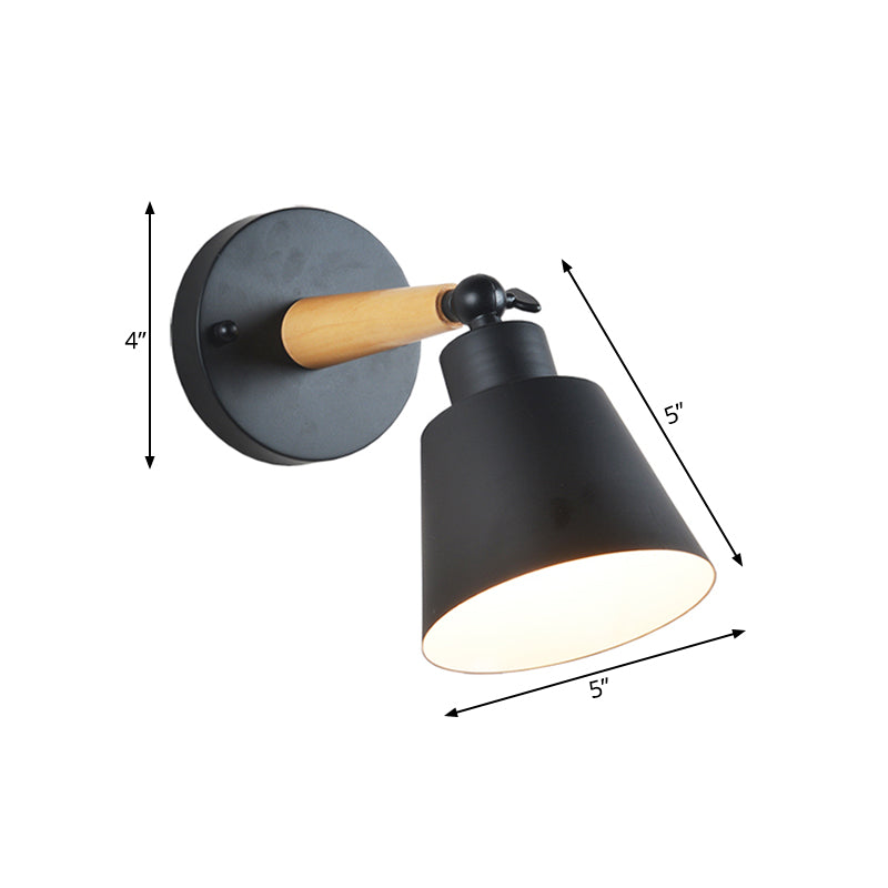 Skørter | Rotatable Dining Room Bucket Wall Lamp Metal One Light Modern Style Wall Sconce