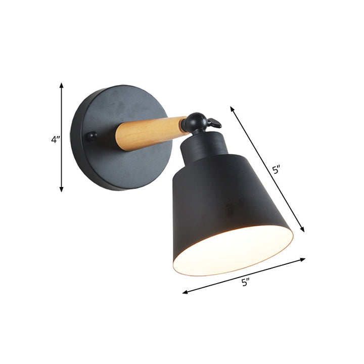 Skørter | Rotatable Dining Room Bucket Wall Lamp Metal One Light Modern Style Wall Sconce