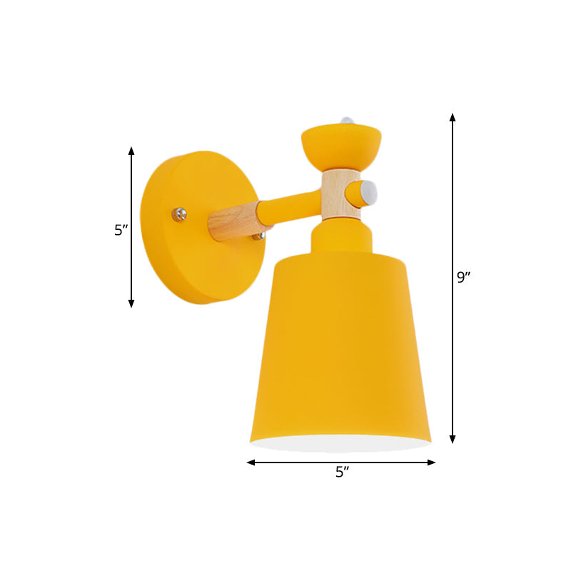 Skørter | Rotatable Nordic Style Wall Lamp with Bucket One Light Metal Wall Lamp for Adult Bedroom