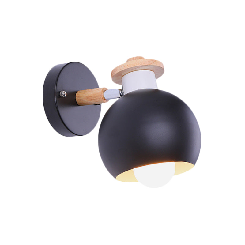 Skørter | Rotatable Monochrome Orb Wall Lamp 1 Bulb Nordic Style Metal Wall Lighting for Study Room