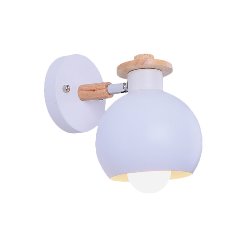 Skørter | Rotatable Monochrome Orb Wall Lamp 1 Bulb Nordic Style Metal Wall Lighting for Study Room