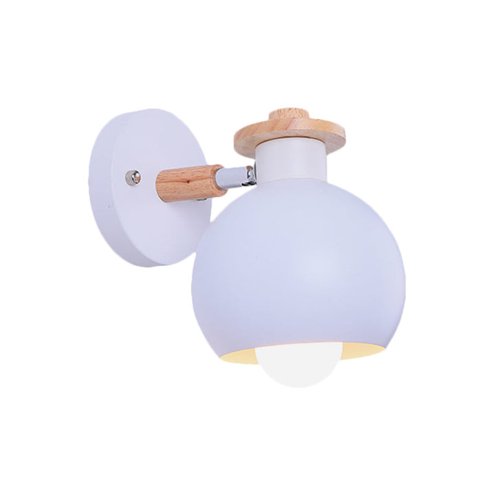Skørter | Rotatable Monochrome Orb Wall Lamp 1 Bulb Nordic Style Metal Wall Lighting for Study Room