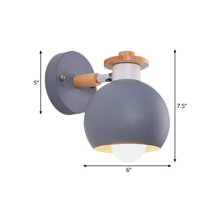 Skørter | Single light globe-shaped wall lamp Nordic metal wall light for kindergarten children's room