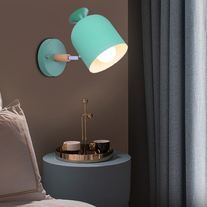 Skørter | Cup Shade Adult Bedroom Wall Lamp Rotatable Metal One Light Macaron Loft Wall Lamp