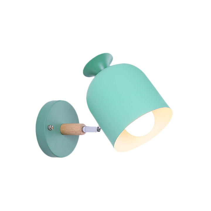 Skørter | Cup Shade Adult Bedroom Wall Lamp Rotatable Metal One Light Macaron Loft Wall Lamp