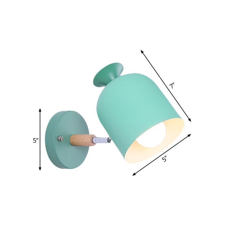 Skørter | Cup Shade Adult Bedroom Wall Lamp Rotatable Metal One Light Macaron Loft Wall Lamp