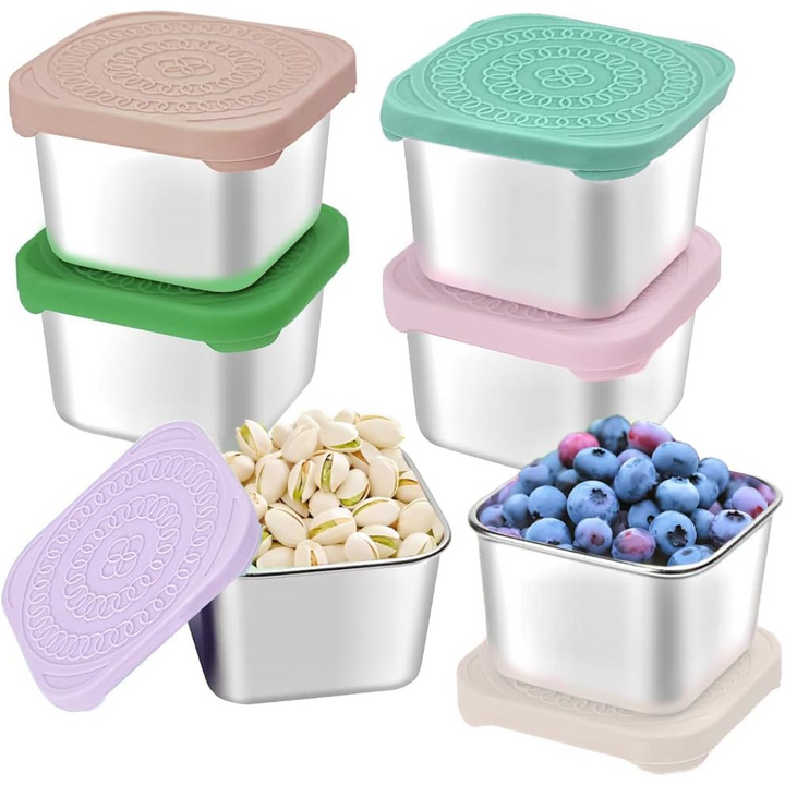 Lisslune | 175ml Stainless Steel Snack Boxes for Kids - 6-Pack